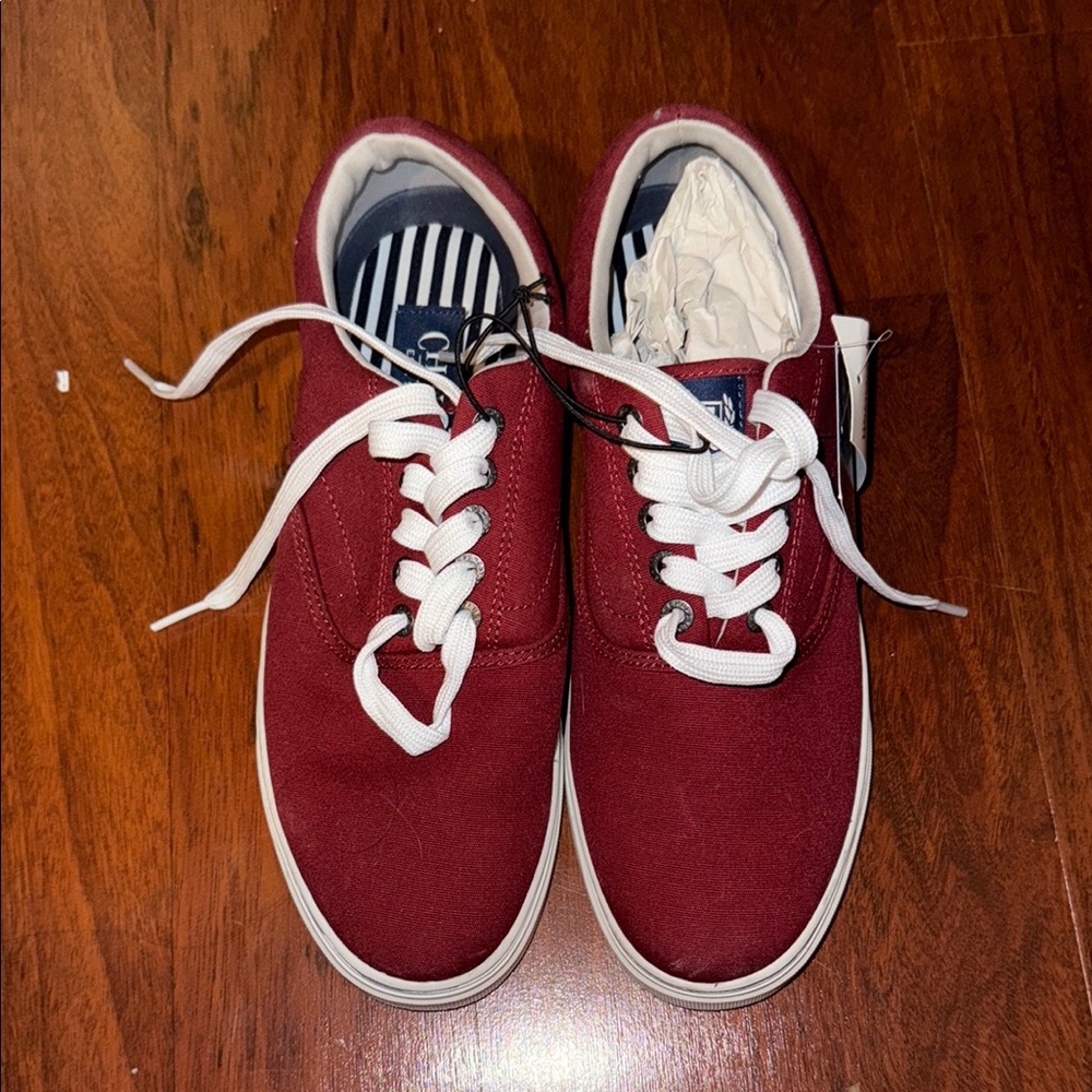 Chaps Red and White Sneakers Classic Canvas Design